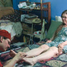 Andrew gives Jane's toes a polish.