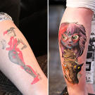 Tim gave Emi's tattoo an overhaul.