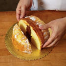 This slice should expose all the yummy Chocolate Fudge Frosting inside.