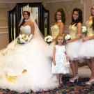 Nettie and her bridesmaids sparkle in gold and crystals.