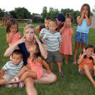 After learning from Sara Snow how to be green, Kate and the kids have some fun for the camera.