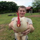 Nathan and a rooster.