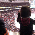 Cheering on the Philadelphia Flyers.