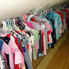 The Bates family's laundry and clothing organization room.