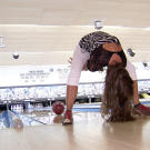 Only Laura could bowl like this -- and get a perfect strike.