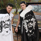 For their 18th birthday party, twins Tommy and Teddy wear coordinating gypsy royalty ensembles.