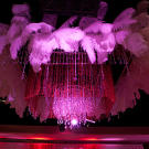 Feathers and dramatic lighting set the scene for the Valentine's Day Ball.