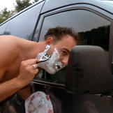 Looking good is incredibly important -- even if that means shaving on the fly.
