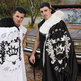 For their 18th birthday party, twins Tommy and Teddy wear coordinating gypsy royalty ensembles.