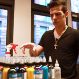 Chris Torres, choosing ink.
