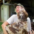 JT gets a wet greeting from his dog, Camo.