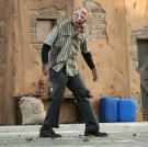 An actor portrays a flesh-eating reanimated corpse, commonly known as a "zombie."