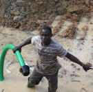 Victor is knee deep working the site.