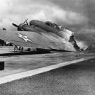 This B-17 was flying into Hickam Field, Oahu, Hawaii as the surprise attack on Pearl Harbor was underway. Hit during her approach, the plane fell apart as it landed, but the crew survived.