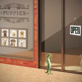 The GEICO Gecko has an idea. Train some puppies for the big game!