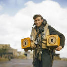 Pigeon boxes to be loaded onto an Avro Lancaster bomber. These pigeons would be used for communications in case of a crash, ditching, or communications failure with the plane itself.