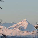Soft light on the mountains with snow.