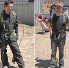 To make sure they were 100% safe for the pigs, Kari, Grant and Tory first tested their rigs out on each other.