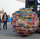 In 2009's YouTube Special, Kari, Grant and Tory -- with the help of volunteers -- built a giant ball made of Legos and attempted to roll it down a hill. (The key word here being "attempted.")