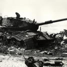 A knocked out Israeli M60 tank amongst the debris of other armor after an Israeli counterattack in the Sinai during the Yom Kippur War, 1973.
Watch video of