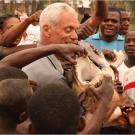 After landing the goliath tigerfish, Jeremy Wade was overwhelmed by the locals, who had been watching his catch from a short distance.