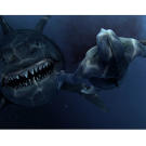 A moment before the mermaid is swallowed by a megalodon shark after sacrificing his life to save the rest of the pod.