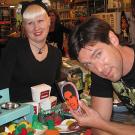 John Fulton with pet store worker and a John Fulton catnip toy