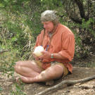 Cody's like a kid in a candy factory when he finds an ostrich egg, a bone-hard shell used by local Bushmen as a water carrier.