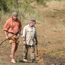 The search for water and prey always leads to watering holes, but since it's the dry season there's not much left at most of them but well-tracked mud. Still these spots act as animal magnets and offer the only hope of finding moisture.