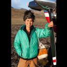 Ariel works with her parents and sister at their family-run airline, Era Alaska. Here she is standing next to the Cessna 180, an aircraft model dating back to the 1950's.
