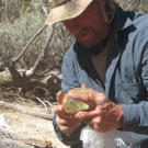 One useful technique for starting a fire -- if a plastic bag is available -- is to fill it with a fist size amount water and make it into a ball. If used properly, this water bag will work like a lens to focus sunlight that can light tinder. But in the Baja desert. with drinking water in very short supply, Dave improvises and uses his own urine as a substitute for water.