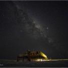 The aurora australis over Halley, the British Antarctic Survey research station in Antarctica.