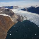 Aerial view of Rinks Glacier on the west coast of Greenland.