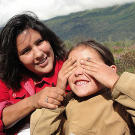 Greg's wife Sandy with their camera shy daughter Rachel. Both arrived at the camp with older sister Sofia not long after Dorsey's family moved up.