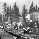 Within weeks after news of the Klondike gold discovery reached Seattle in the summer of 1897, Skagway, Alaska (above) was transformed into a frontier boom town with saloons, cheap hotels, bawdy houses and supply stores. Skagway and nearby Dyea both served as the major jumping off points for the overland routes that led to the gold fields in Canada's Yukon Territory.