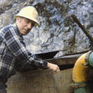 John runs Big Nugget pay dirt through his self-built concentrate set-up in 1990. By this time, John had honed his gold-miming skills to turn a profit in most years.