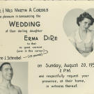 The 1950 wedding announcement for John and his sweetheart Erma Cordes. This playful design was the work of Erma's sister.