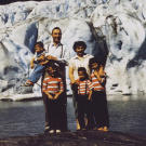 John, wife Erma, and their children in front of the Mendenhall Glacier in Juneau. They traveled to the Alaskan capital to join in the celebration for statehood in 1959. During this period of his life, John had also served as the mayor of Haines.