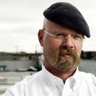 Jamie Hyneman poses on top of M5 for an August 2007 photo shoot by Discovery Channel.