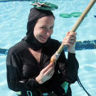 In 2008 Kari Byron channeled her inner ninja and showed off her underwater blowgun skills.