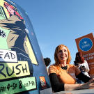 After her Q&A, Kari Byron set up outside the Science Channel's tents at the Capitol Reflecting Pool to meet fans.