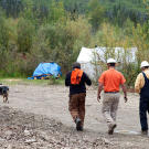 Blue, James, Dave and Jack head back to camp for a short rest.
