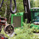 Greg Charette, a truck driver and equipment operator for Pelletier Inc., gets to work inside a processor.