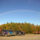 It turned out to be quite a nice day in the Pelletier Inc. mill yard — no more rain, just rainbows!