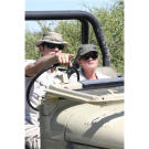 Mykel and Ruth spot a cheetah during their drive into the bush.