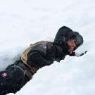 In Iceland, Bear Grylls experienced below-freezing temperatures and 50-mph wind gales. Brr.