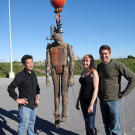 When you're falling from a great height, will landing in water be just like landing on pavement? Buster — here with his "friends" Grant Imahara, Kari Byron and Tory Belleci — is about to find out.