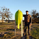 Is it possible that torpedoes date back to the 1300s? Jamie Hyneman poses with his rendition of a possible ancient torpedo.
