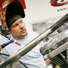 Paulie takes a moment during a 2005 build. Twenty episodes of American Chopper premiered on Discovery Channel in 2005.