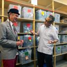 Brothers Steve and Andrew DeAngelo talk cannabis philosophy in Harborside's inventory vault.